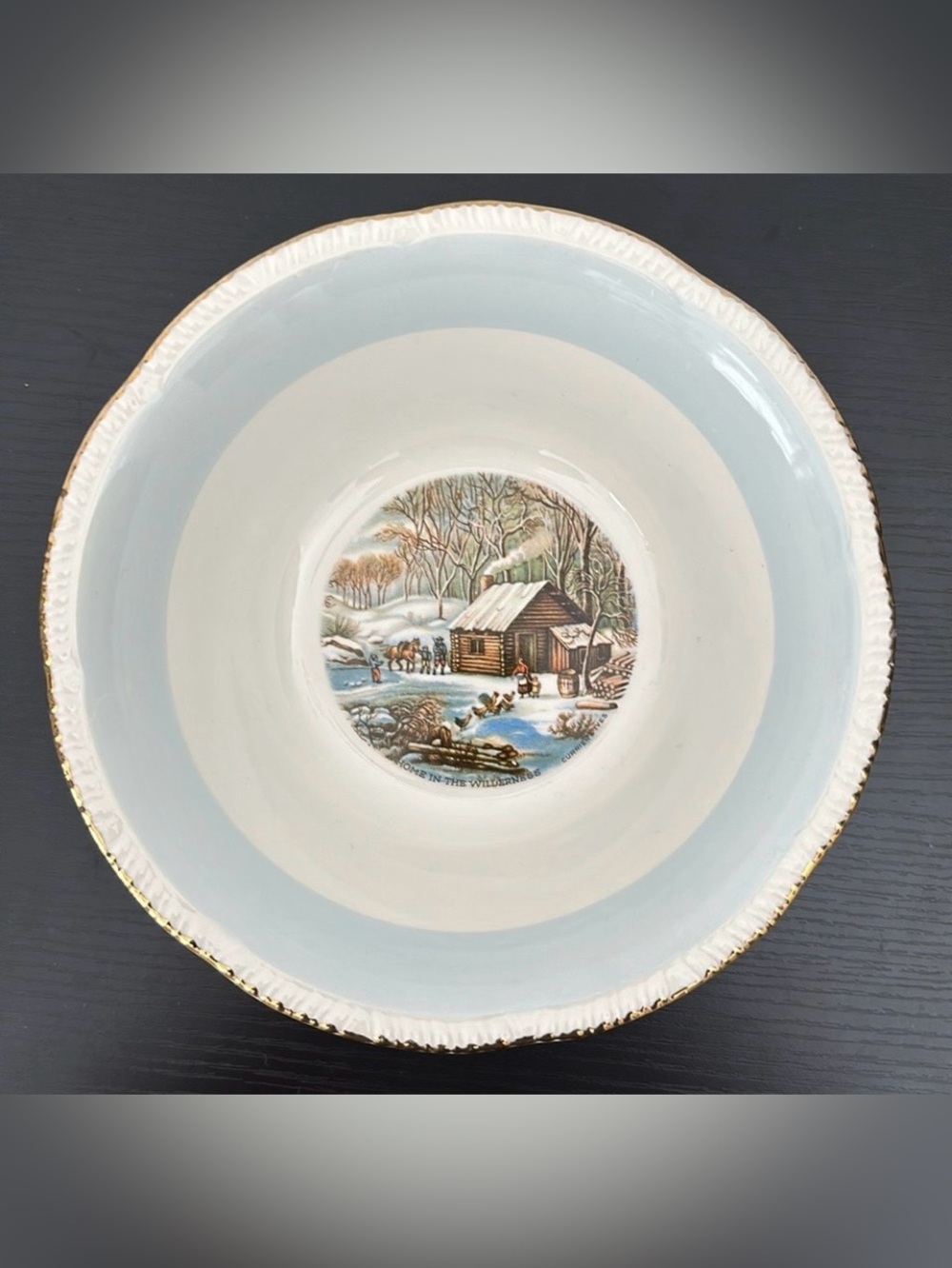 Currier & Ives by Homer Laughlin Vintage 8.75” Round Vegetable Serving Bowl